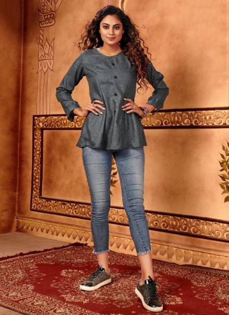 Gray Colour VARNI ZUBI Fancy Stylish New Ethnic Wear Latest Top Collection 103